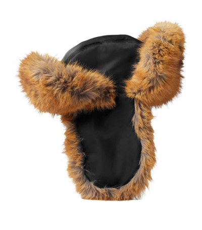 Shop Burberry Faux Fur Trapper Hat In Black