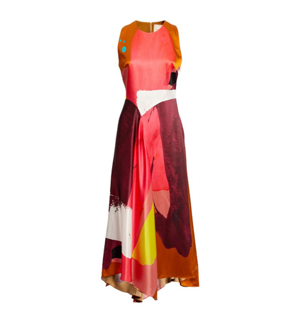 Shop Roksanda Silk Midi Dress In Multi