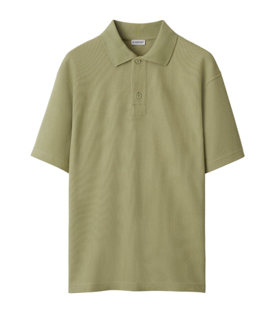 Shop Burberry Cotton Ekd Polo Shirt In Green