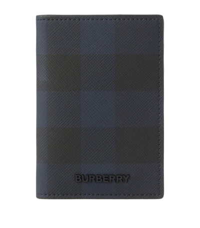 Shop Burberry Check Folding Card Holder In Blue