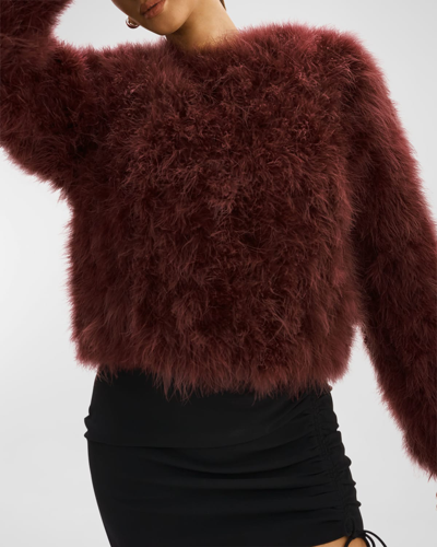 Shop Lamarque Deora Feather Jacket With Pockets In Mahogany
