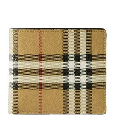 Shop Burberry Check Bifold Wallet In Neutrals