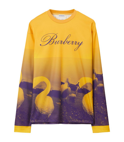 Shop Burberry Swan Print Long-sleeve T-shirt In Yellow