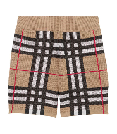 Shop Burberry Technical Cotton Check Shorts In Neutrals