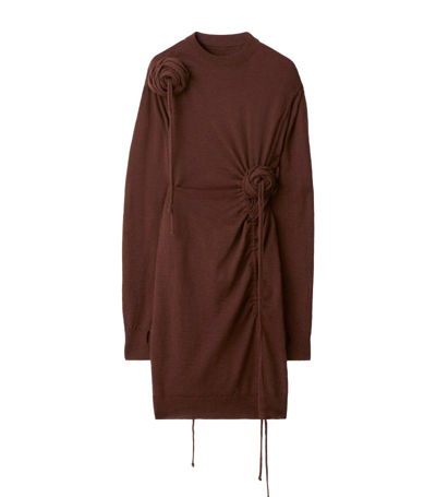 Shop Burberry Rose Sweater Dress In Brown