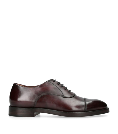 Shop Zegna Leather Torino Oxford Shoes In Burgundy