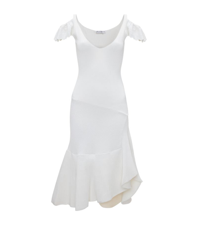 Shop Jw Anderson Cold Shoulder Midi Dress In White