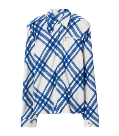 Shop Burberry Wool-blend Check Shirt In White