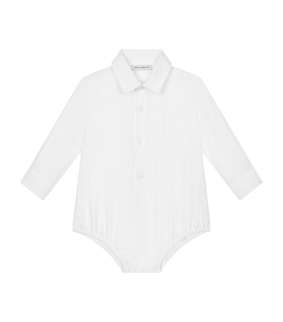 Shop Dolce & Gabbana Poplin Shirt Bodysuit (3-24 Months) In Multi