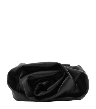 Shop Burberry Lambskin Rose Clutch In Black
