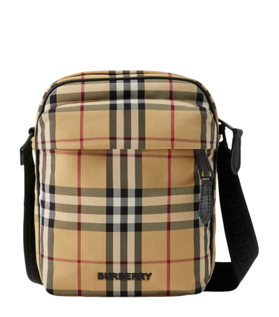 Shop Burberry Check Freddie Cross-body Bag In Neutrals