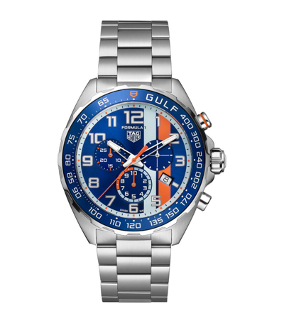 Shop Tag Heuer X Gulf Stainless Steel Formula 1 Watch 43mm In Blue