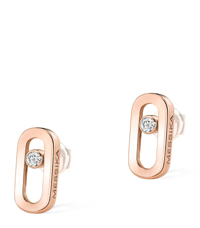 Shop Messika Rose Gold And Diamond Move Uno Earrings