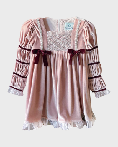 Shop Petite Maison Girl's Juliette Embellished Velvet Dress In Pink