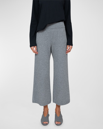 Shop Leset Zoe Cropped Wide-leg Pants In Grey Melange