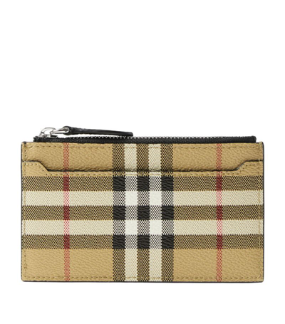 Shop Burberry Check Zipped Coin Purse In Brown