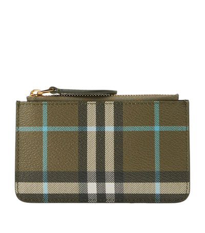 Shop Burberry Check Chain Wallet In Green
