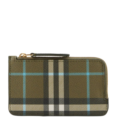 Shop Burberry Check Card Holder In Green