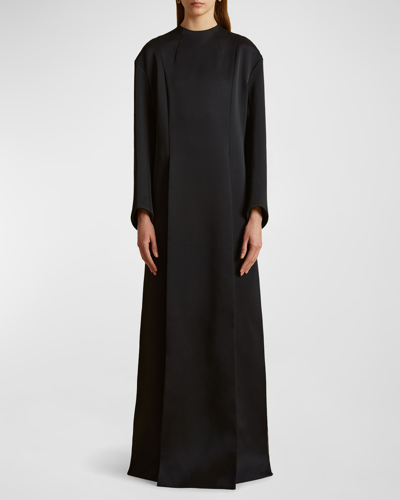 Shop Khaite Clete Crepe Maxi Dress In Black