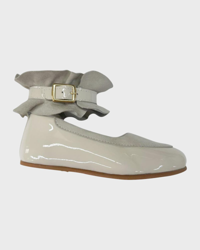 Shop Petite Maison Girl's Zina Ruffled Leather Loafers In Cream