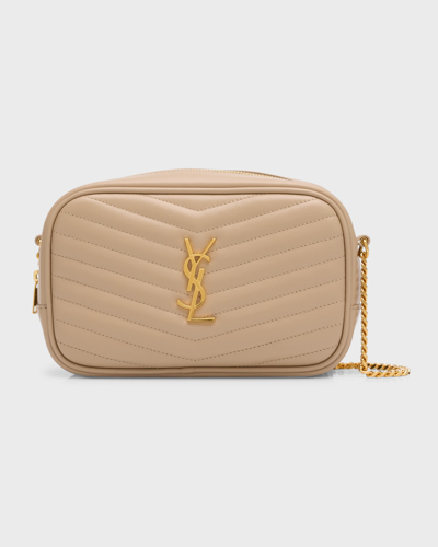 Saint Laurent Lou Mini Camera Bag in Quilted Cuir Souple Brilliant Smooth Leather