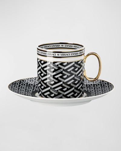 Shop Versace La Greca Signature Coffee Cup & Saucer Set