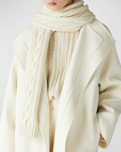 Shop Loro Piana Cashmere Cable Knit Scarf In 1232 White Snow