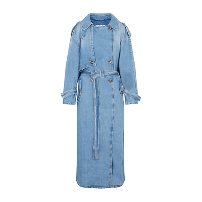 Shop Acne Studios Double-breasted Trench Coat In Blue