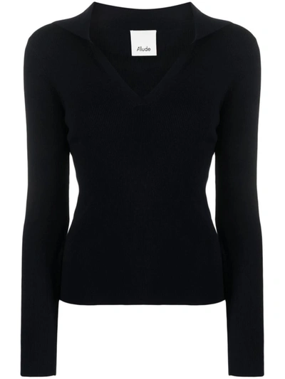 Shop Allude Cashmere V-neck Sweater In Black