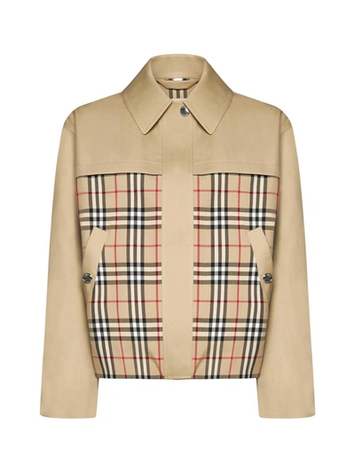 Shop Burberry Coats In Honey/ab Ip Check