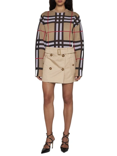 Shop Burberry Skirts In Soft Fawn