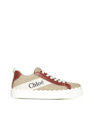Shop Chloé Chloè Sneakers In White - Brown 1