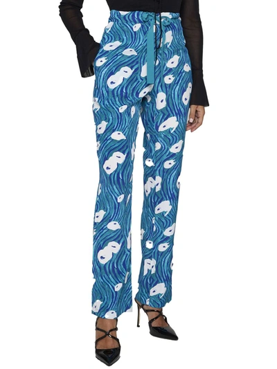 Shop Diane Von Furstenberg Trousers In Ocean Tide Quetzal Green