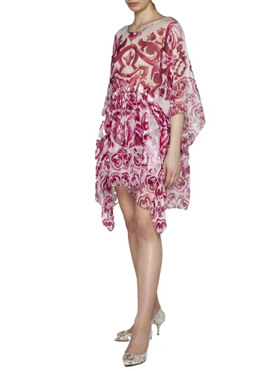 Shop Dolce & Gabbana Dresses In Tris Maioliche Fuxia