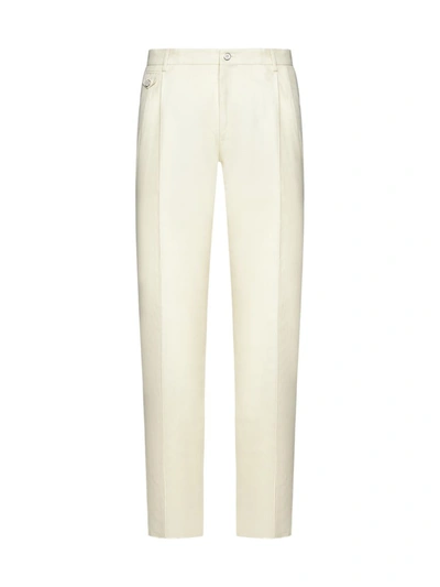 Shop Dolce & Gabbana Trousers In Cream