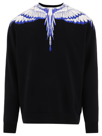 Shop Marcelo Burlon County Of Milan Wings Printed Crewneck Sweatshirt In Black