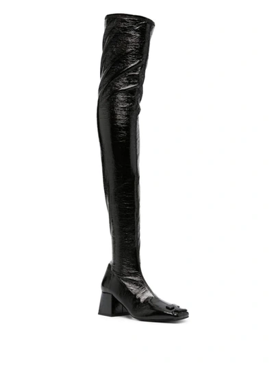 Shop Courrèges Knee-high Boot In Leather In Black