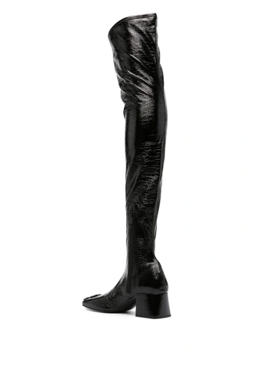 Shop Courrèges Knee-high Boot In Leather In Black