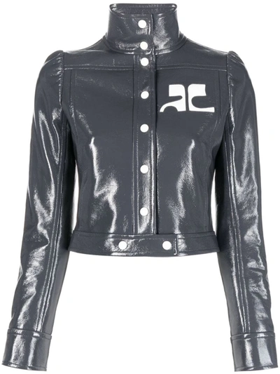 Shop Courrèges Leather Jacket In Grey