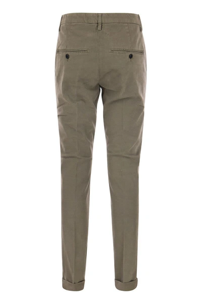 Shop Dondup Gaubert - Slim-fit Gabardine Trousers In Turtledove