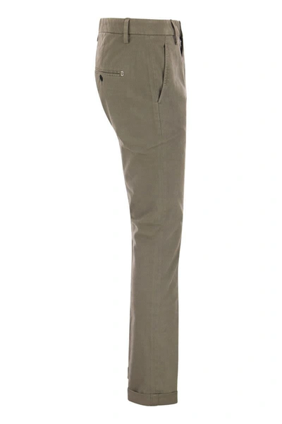 Shop Dondup Gaubert - Slim-fit Gabardine Trousers In Turtledove