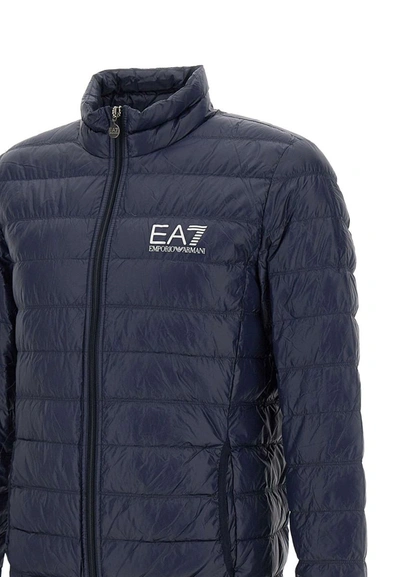 Shop Ea7 Emporio Armani "core Identity" Down Jacket In Blue