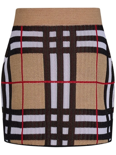 Shop Burberry Jacquard-woven Beige Skirts In Brown