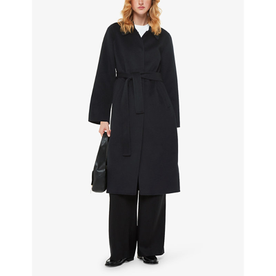 Shop Whistles Women's Black Nell Belted Single-breasted Wool-blend Coat