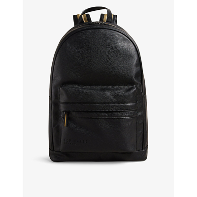 Shop Ted Baker Black Kaileb Logo-debossed Faux-leather Backpack