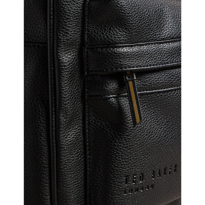 Shop Ted Baker Black Kaileb Logo-debossed Faux-leather Backpack