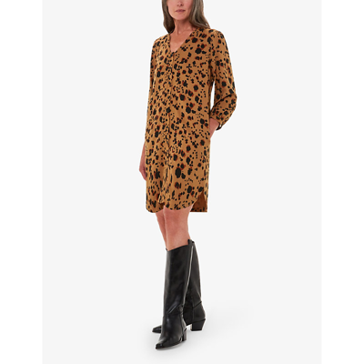 Whistles Leopard-print V-neck Woven Mini Dress In Multi-coloured