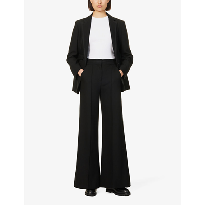 Me And Em Mid-rise Wide-leg Recycled Polyester-blend Stretch-woven Trousers In Black