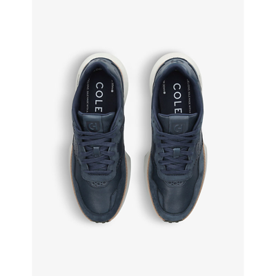 Shop Cole Haan Mens Vy Grandpro Ashland Brand-embossed Leather Low-top Trainers In Navy