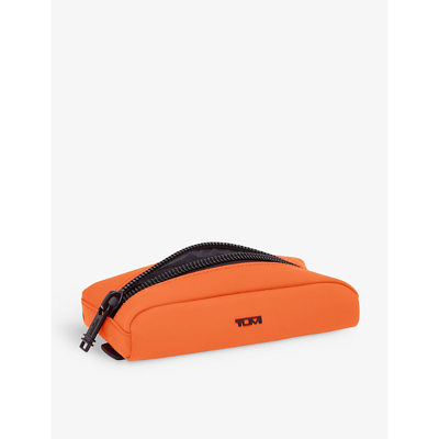 Shop Tumi Modular Small Logo-embellished Woven Pouch In Chilean Orange